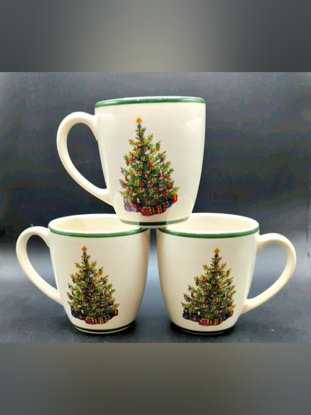 Christopher Radko Traditions Holiday Celebration Christmas Tree Mugs Set of 3